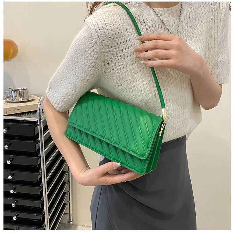 Vintage Underarm Shoulder Bag for Women Solid Armpit Handbags Purse Female Bag