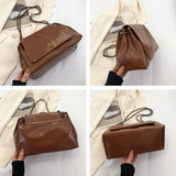 Vintage PU Leather Totes Bag Large Capacity Armpit Handbag Purse