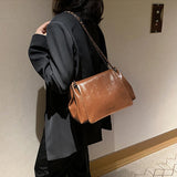 Vintage PU Leather Totes Bag Large Capacity Armpit Handbag Purse
