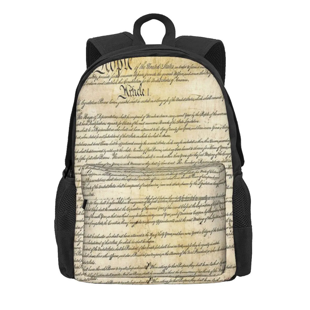 Vintage US Constitution Backpack Men's Bag Women Backpack