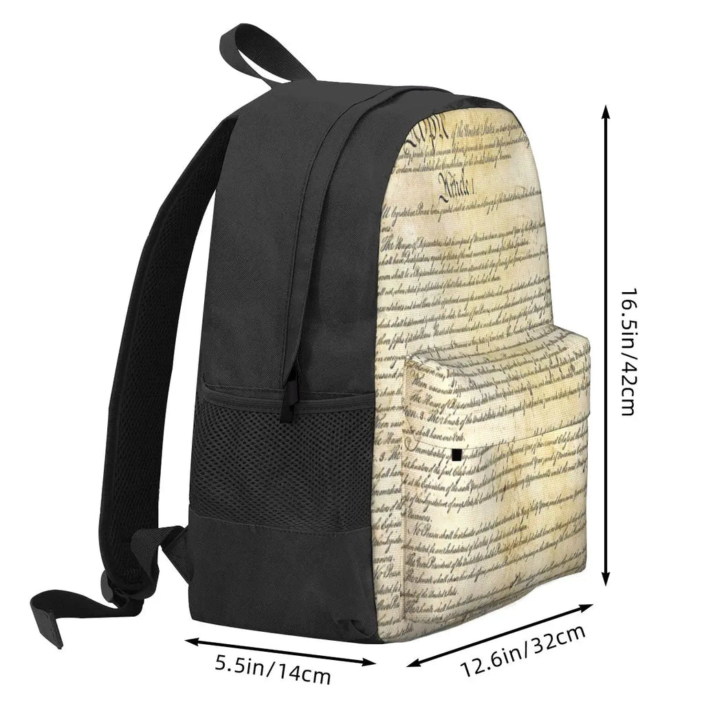 Vintage US Constitution Backpack Men's Bag Women Backpack