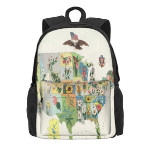Vintage US State Flower Map Backpack 1911