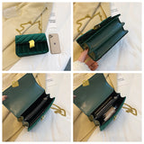 Vintage Velvet Leather Small Crossbody Shoulder Bag Women