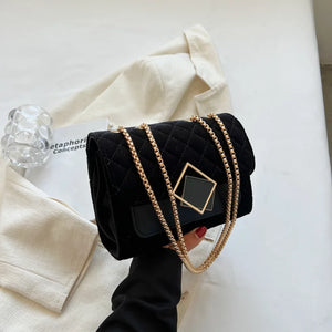 Vintage Velvet Leather Crossbody Shoulder Bag for Women