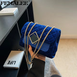 Vintage Velvet Leather Crossbody Shoulder Bag for Women