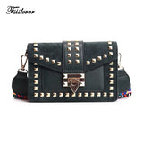 Vintage Velvet Rivets Shoulder Bag Women Messenger Bag Ladies Pu Leather Flap Ba