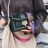 Vintage Velvet Rivets Shoulder Bag Women Messenger Bag Ladies Pu Leather Flap Ba