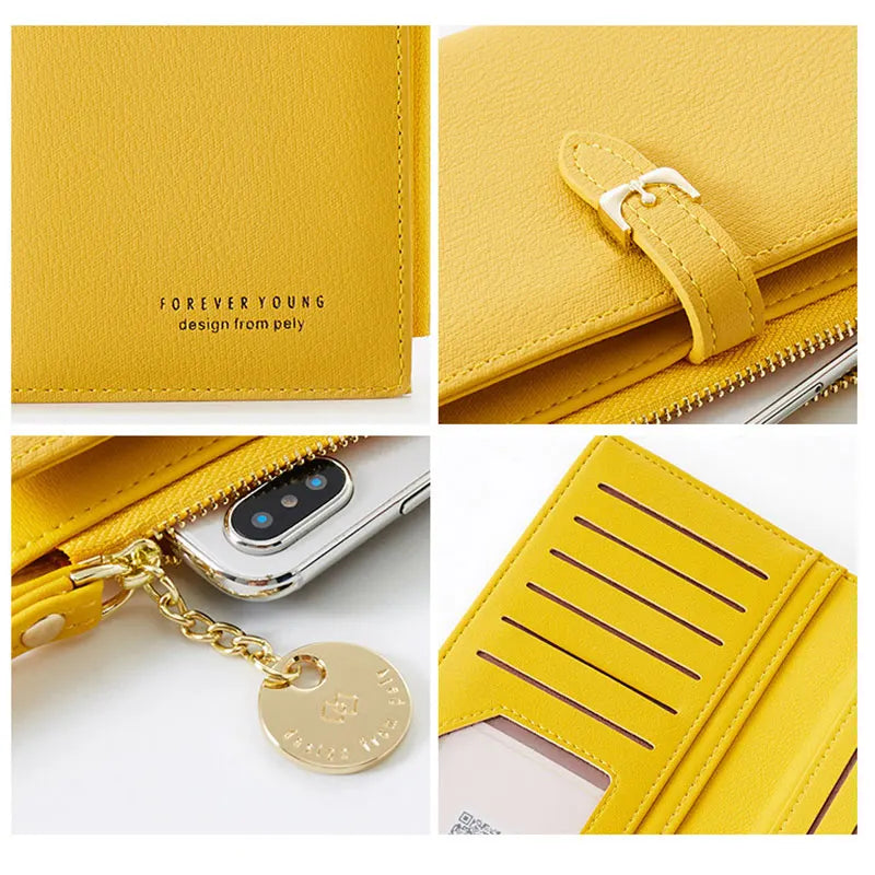 Vintage Yellow Leather Clutch Bag Envelope Zipper Evening Purse