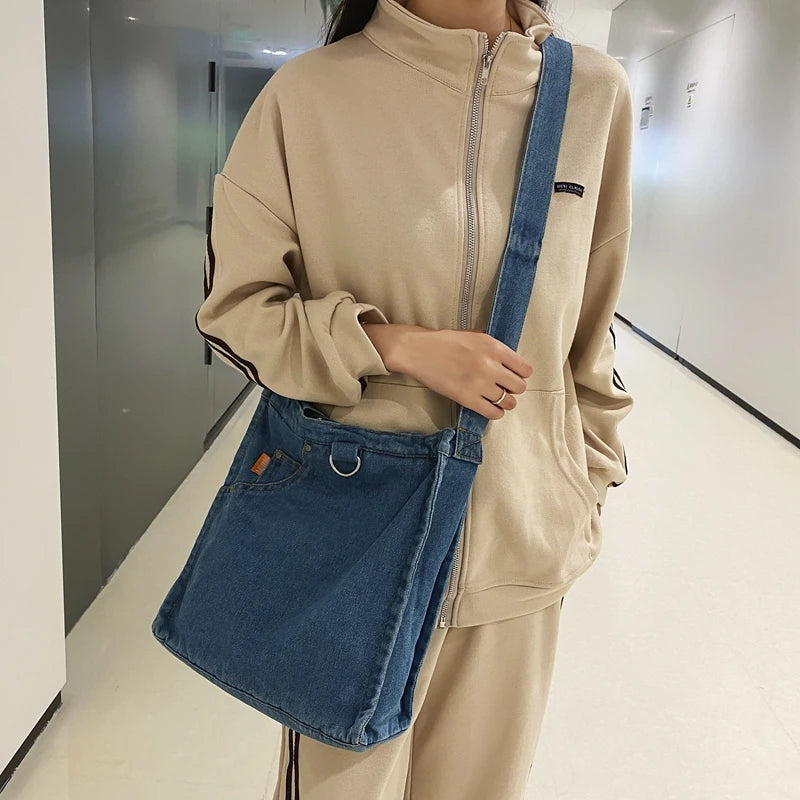 Vintage Denim Women's Crossbody Bag Satchel Handbag