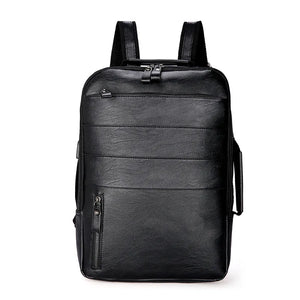 Vintage Waterproof Backpack Men Academy School Bags High Pu Leather Backpacks