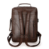 Vintage Waterproof Backpack Men Academy School Bags High Pu Leather Backpacks