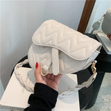 Vintage Wavy Pattern PU Leather Saddle Bags For Women