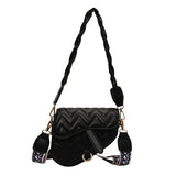Vintage Wavy Pattern PU Leather Saddle Bags For Women