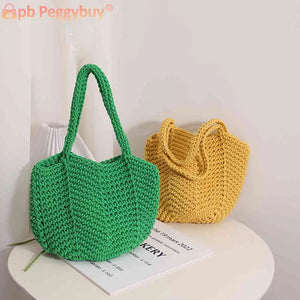 Vintage Weaving Hand Bag Style Knitting Handbags for Seaside Vacation