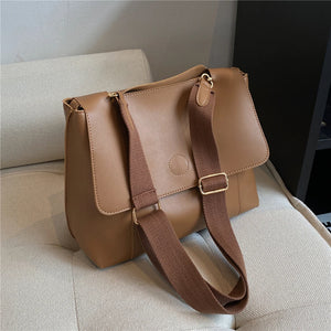 Vintage Wide Strap Satchel Shoulder Crossbody Bags For Women