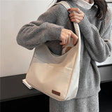 Vintage Wide Strap Soft Shoulder Bags For Women Large Capacity Bucket Female Hob