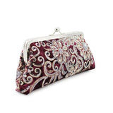 Vintage Wine Red Velvet Women HandBag Embroidered Beads Sequin