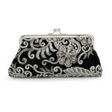 Vintage Wine Red Velvet Women HandBag Embroidered Beads Sequin
