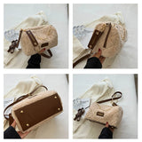 Vintage Winter Plush Shoulder Bag Women Furry Totes Handbag Purse