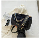 Vintage Winter Plush Shoulder Bag Women Furry Totes Handbag Purse