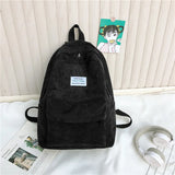 Vintage Women Backpack Corduroy School Book Bag Rucksack