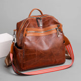 Vintage Women Backpack High Leather Backpack Multifunction