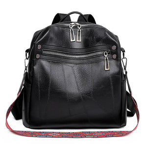 Vintage Women Backpack High Leather Multifunction School Bags for Teenager Girls