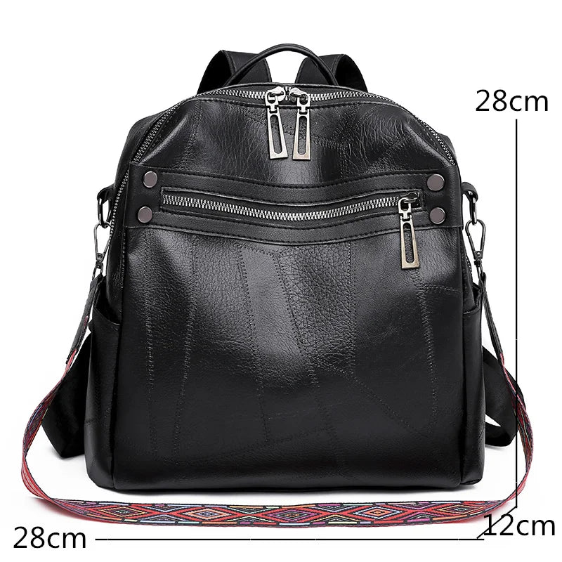 Vintage Women Backpack High Leather Backpack Multifunction