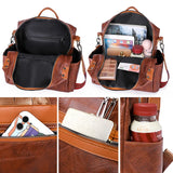 Vintage Women Backpack High Leather Backpack Multifunction