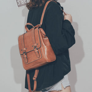 Vintage Leather Women Backpack Shoulder Bag Lady Multifunction School Bags