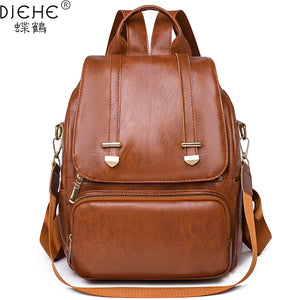 Vintage Women Backpacks High Leather Bag School Bags Ladies Bagpack