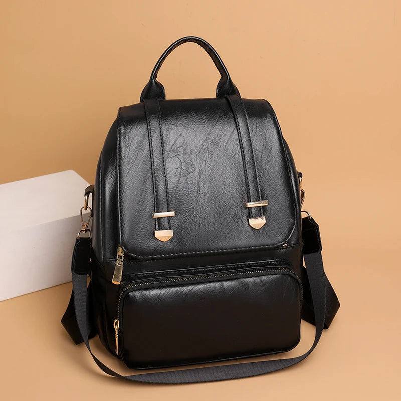 Vintage Women Backpacks High Leather Bag School Bags Ladies Bagpack