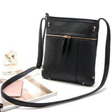 Vintage Women Bag Double Zipper Crossbody Messenger Bags PU Leather Shoulder Bag