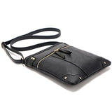 Vintage Women Bag Double Zipper Crossbody Messenger Bags PU Leather Shoulder Bag