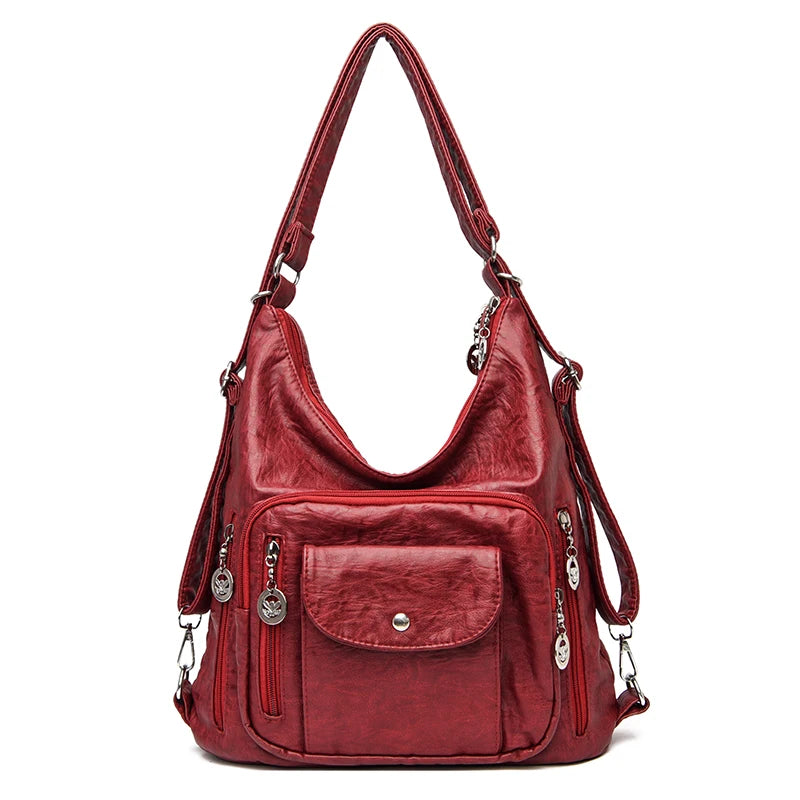 Vintage Women Bag Backpack Leather Messenger Bag Shoulder Bag Female Handbag