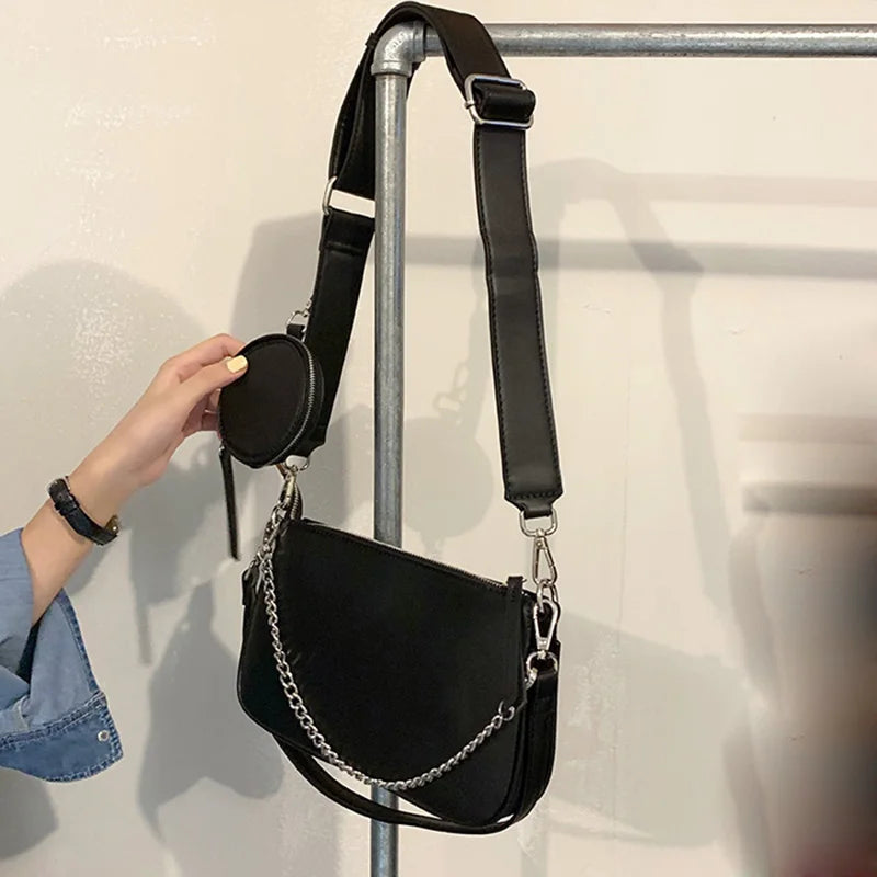 Vintage PU Leather Shoulder Bag Women Casual Handbag Crossbody Clutch
