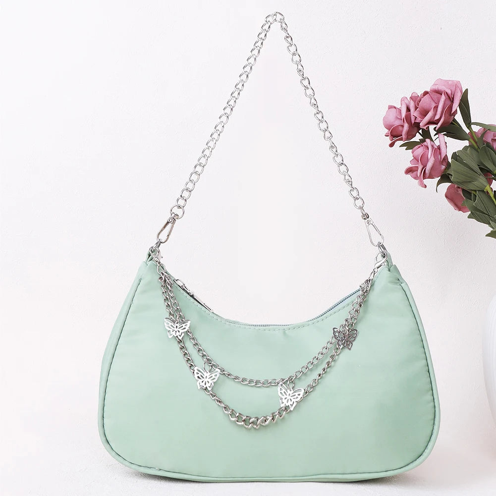 Vintage Women Bags Pure Casual Butterfly Chain Shoulder Mini