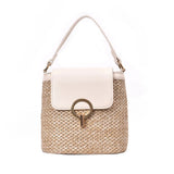 Vintage Women Beach Bucket Shoulder Weaving Straw Handbags