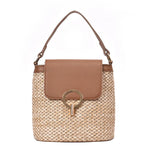 Vintage Women Beach Bucket Shoulder Weaving Straw Handbags