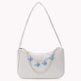Vintage Women Butterfly Chain PU Leather Solid Small Shoulder Underarm Bag