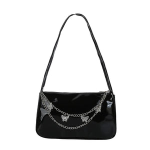 Vintage Butterfly Chain Shoulder Bag Solid Underarm Bags