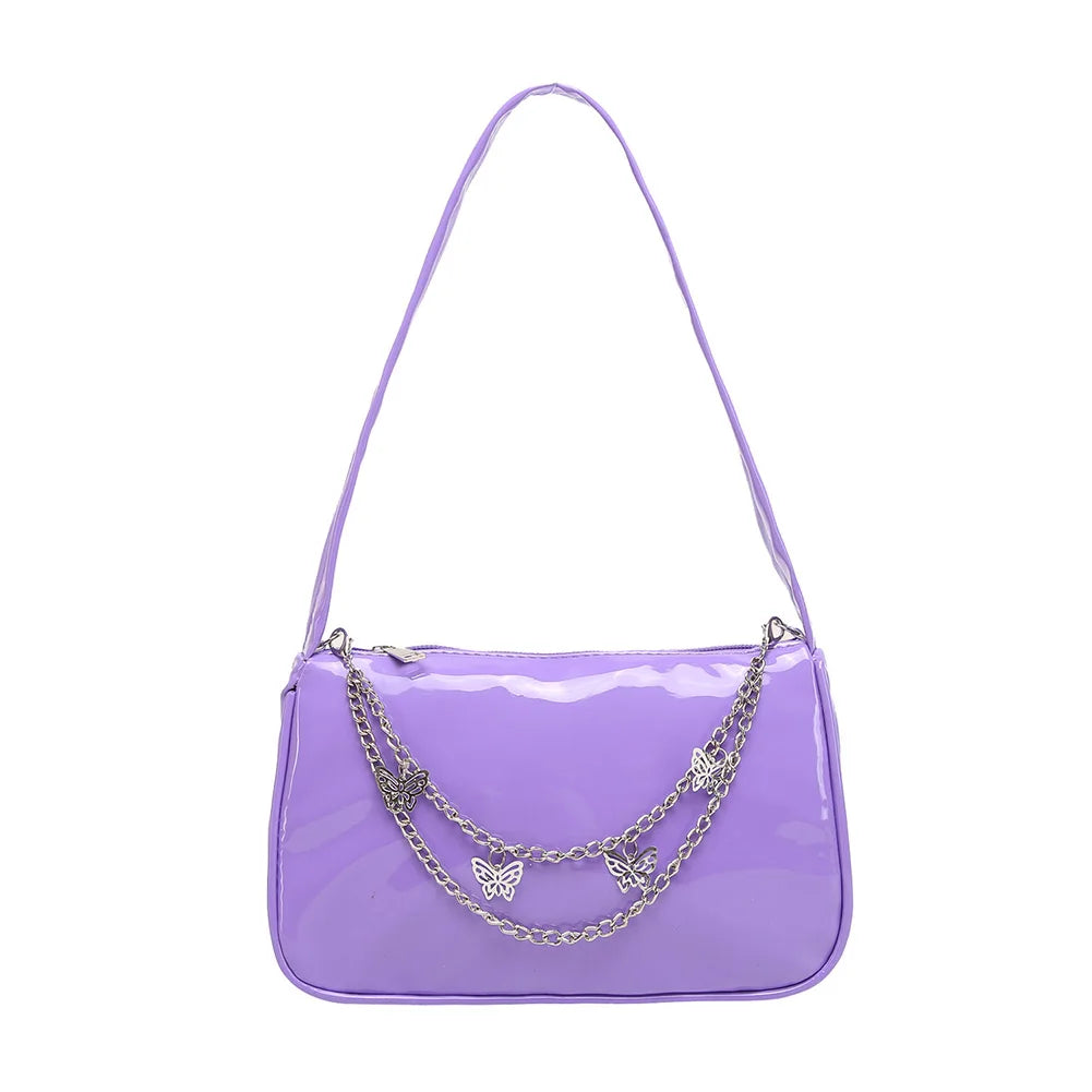 Vintage Butterfly Chain Shoulder Bag Solid Underarm Bags