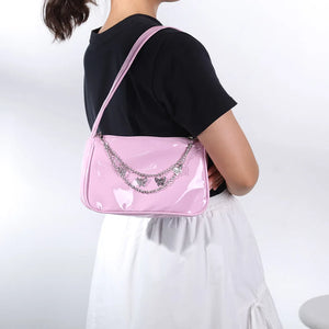 Vintage Butterfly Chain Shoulder Bag Solid Underarm Bags