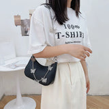 Vintage Women Butterfly Chain PU Leather Shoulder Bag
