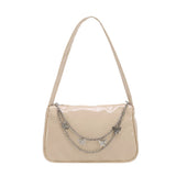 Vintage Women Butterfly Chain Underarm Bag Casual Solid Patent PU Purse