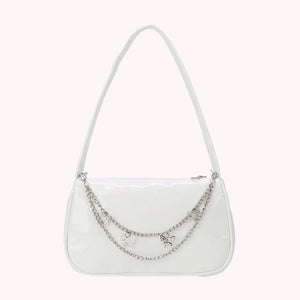 Vintage Women Butterfly Chain Underarm Bag Casual Solid Patent PU Purse