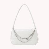 Vintage Women Butterfly Chain Underarm Bag Casual Solid Patent PU Purse