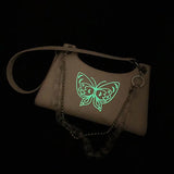Vintage Butterfly PU Leather Chain Armpit Shoulder Bag