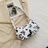 Vintage Butterfly Cow Print Shoulder Bag Top-handle Ladies Handbags