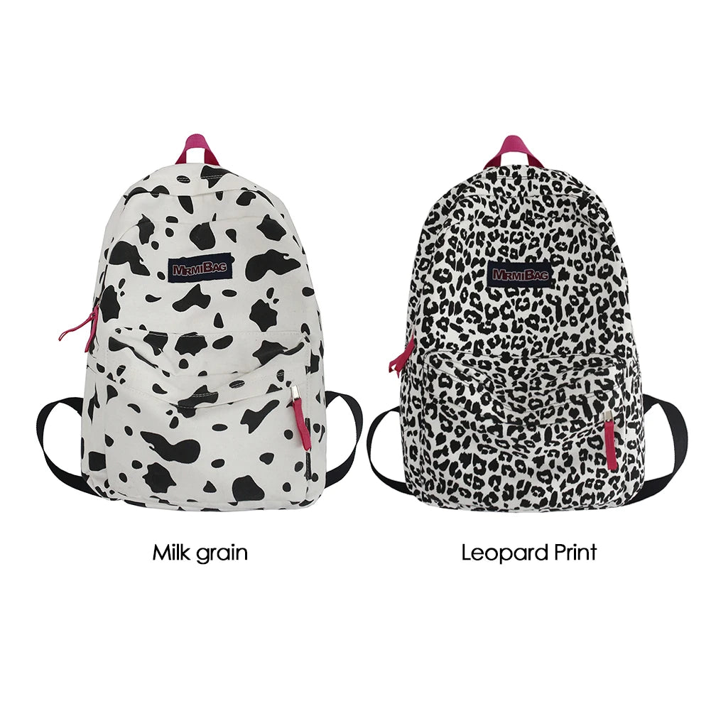Vintage Women Canvas Printing Rucksacks Handbag Casual Ladies Large Knapsack